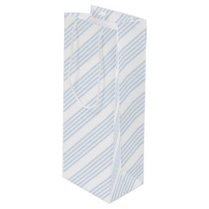Pale blue and white five stripes pattern wine gift bag