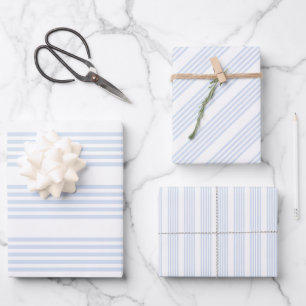 Pale blue and white five stripes pattern wrapping paper sheet
