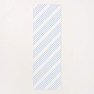 Pale blue and white five stripes pattern yoga mat