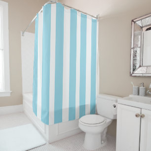 pale blue and white line stripes shower curtain
