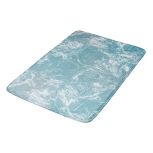 pale blue and white Marble abstract Bath Mat