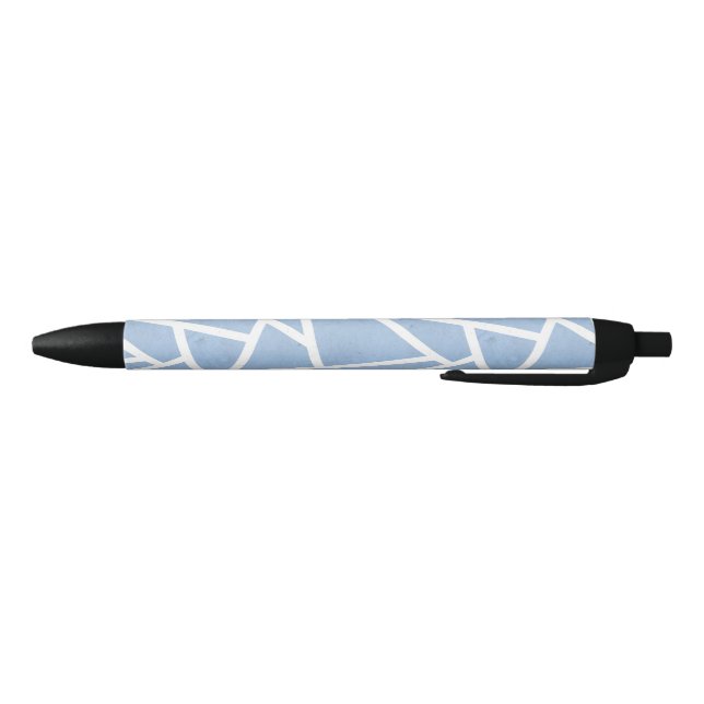 Pale blue and white mosaic pattern black ink pen (Bottom)