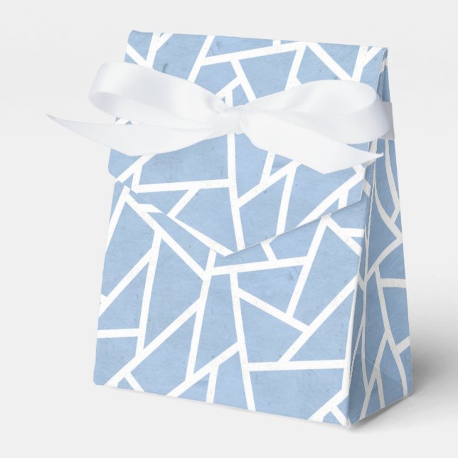 Pale blue and white mosaic pattern favour box (Front Side)
