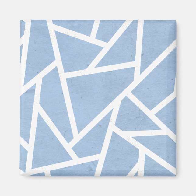 Pale blue and white mosaic pattern magnet (Front)