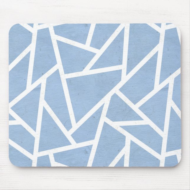Pale blue and white mosaic pattern mouse mat (Front)