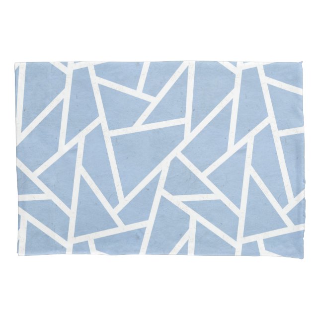 Pale blue and white mosaic pattern pillowcase (Front)