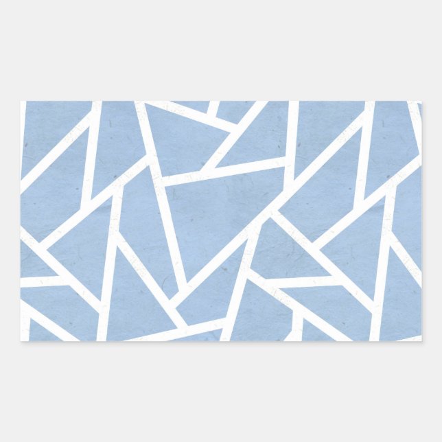 Pale blue and white mosaic pattern rectangular sticker (Front)