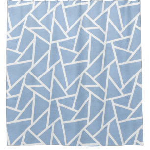 Pale blue and white mosaic pattern shower curtain