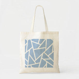 Pale blue and white mosaic pattern tote bag