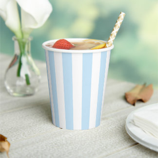 Pale Blue and White Stripe Paper Cups