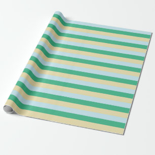 Pale Blue, Aqua Green and Beige Stripes Wrapping Paper