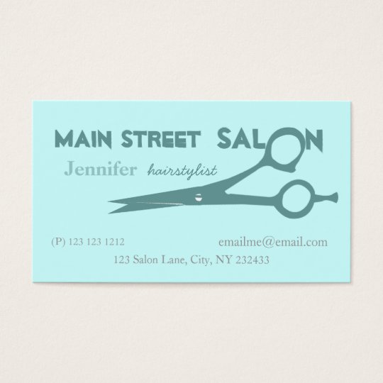 Pale Blue Beauticians Hair Cutting Scissors Business Card