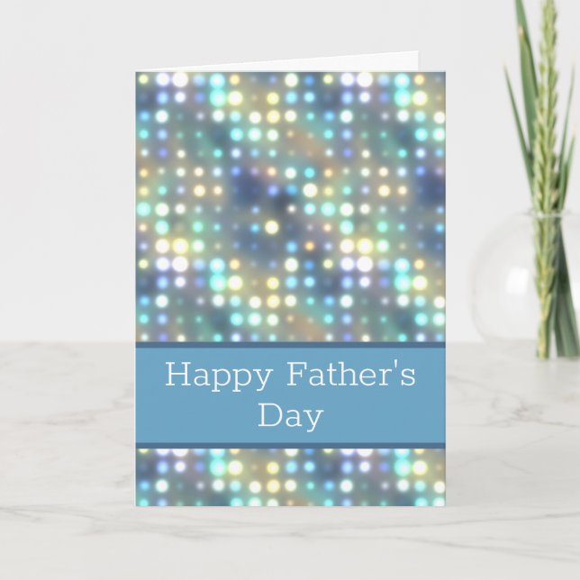 Pale Blue Bokeh Happy Father's Day Card (Front)