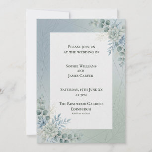 Pale Blue Botanical Wedding Invitation