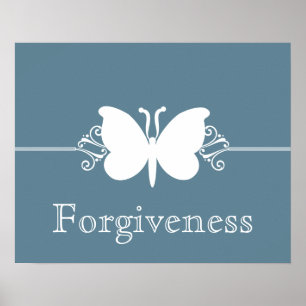 Pale Blue Butterfly Swirls Virtue Poster