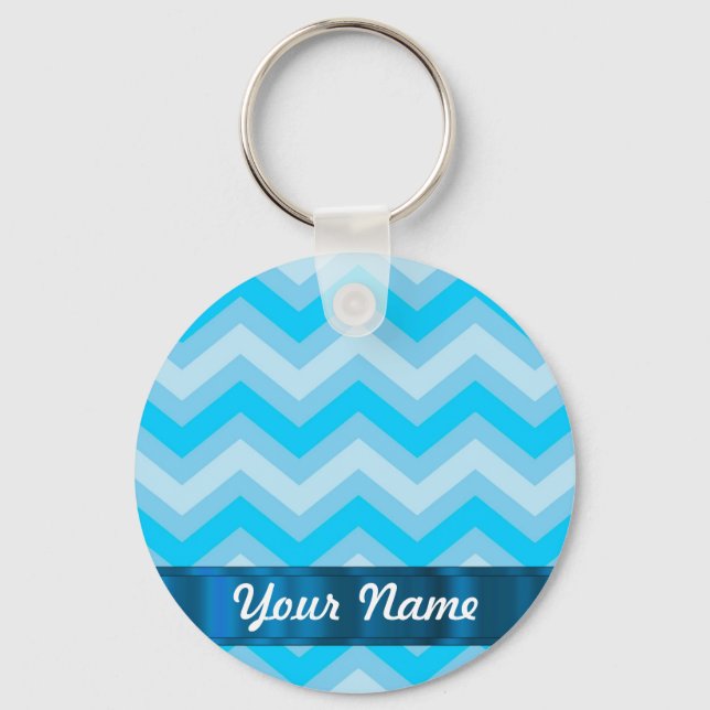 Pale blue chevrons key ring (Front)