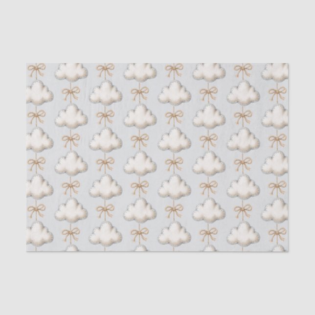 Pale Blue Cloud Nine Baby Shower Tissue Paper (Front)
