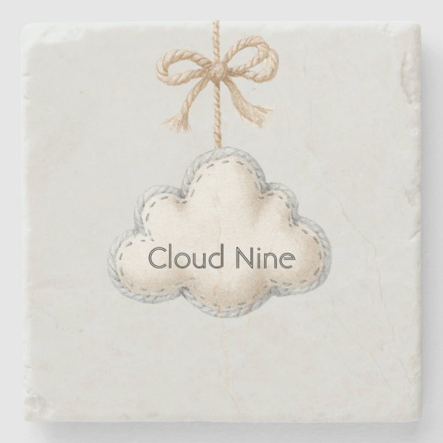 Pale Blue Cloud Nine Stone Coaster (Front)