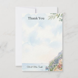 Pale Blue Coastal Wedding Thank You Card