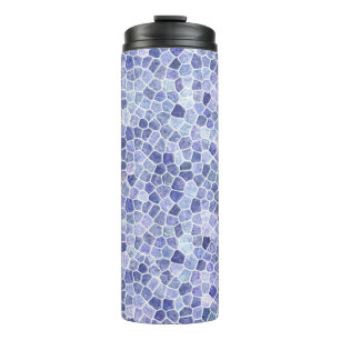 Pale Blue Cobbled Patchwork Terrazo Pattern Thermal Tumbler