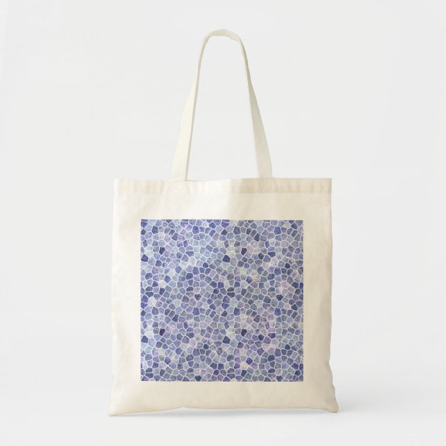 Pale Blue Cobbled Patchwork Terrazo Pattern Tote Bag (Front)