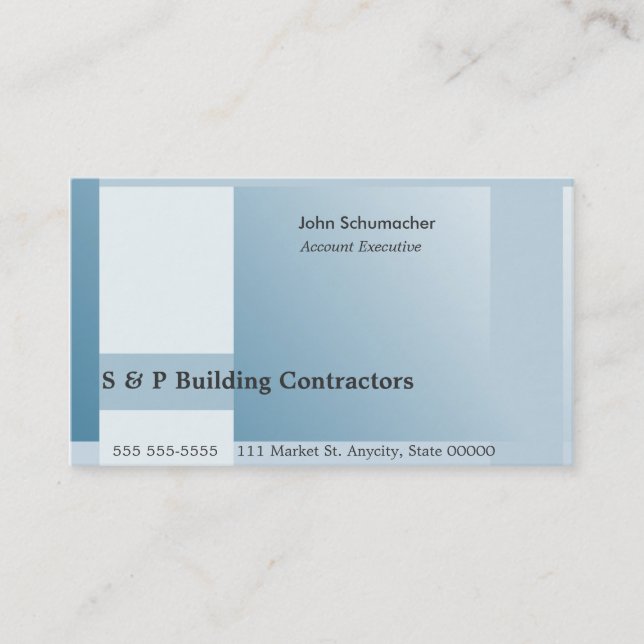 Pale blue colour blocks business card (Front)