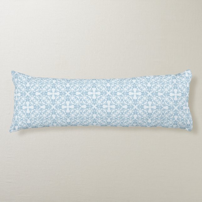 Pale Blue Damask Body Cushion (Front)