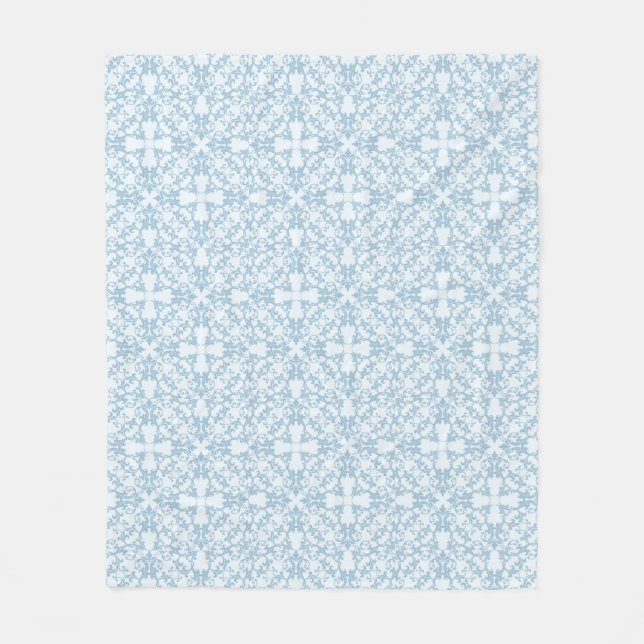 Pale Blue Damask Fleece Blanket (Front)