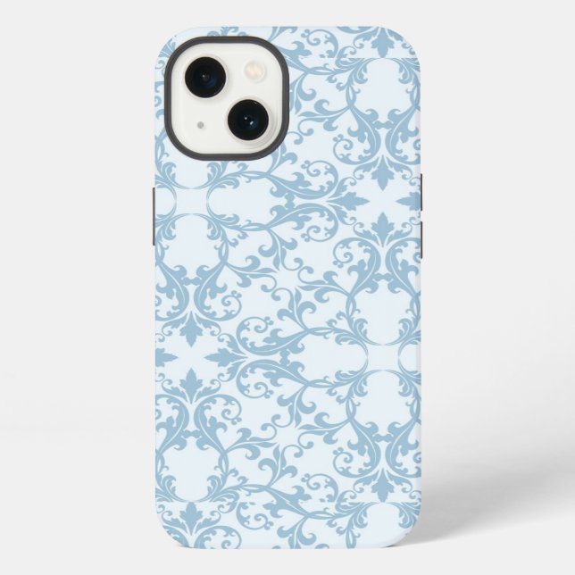 Pale Blue Damask iPhone Case (Back)