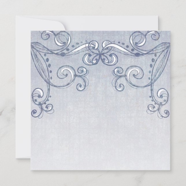 Pale Blue Denim Swirls Customisable Invitations (Front)