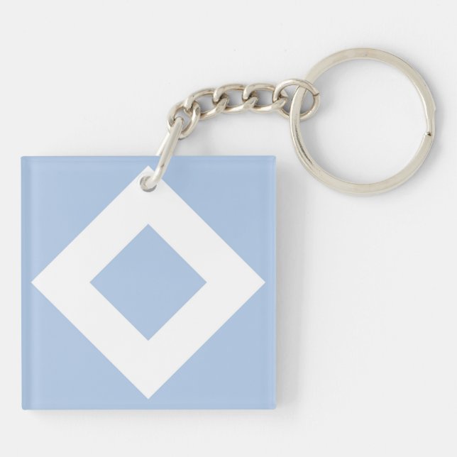 Pale Blue Diamond, Bold White Border Key Ring (Back)