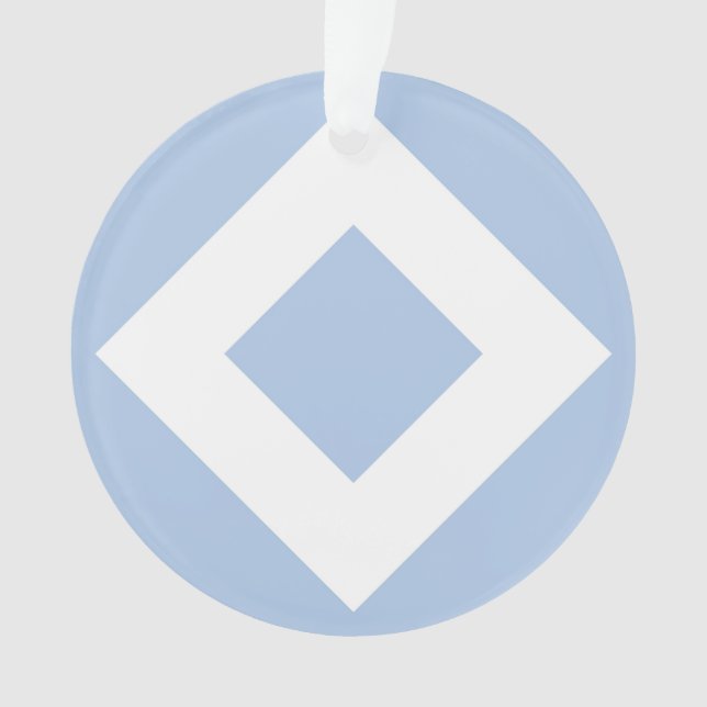 Pale Blue Diamond, Bold White Border Ornament (Front)
