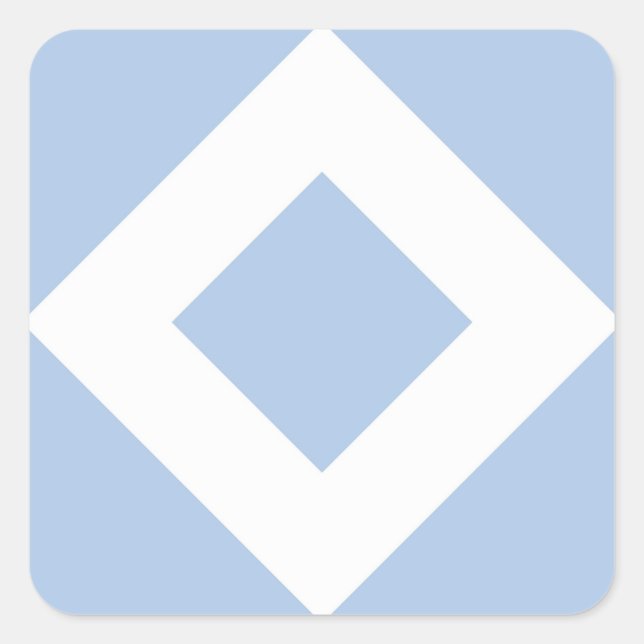 Pale Blue Diamond, Bold White Border Square Sticker (Front)