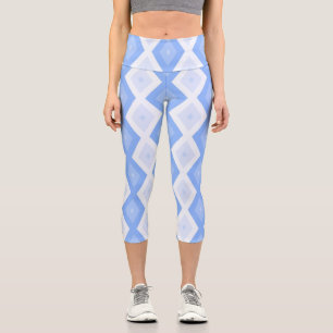 Pale blue diamond pattern capri leggings