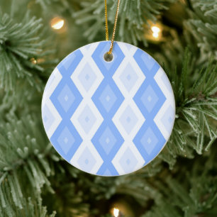 Pale blue diamond pattern ceramic tree decoration
