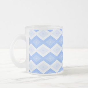 Pale blue diamond pattern frosted glass coffee mug