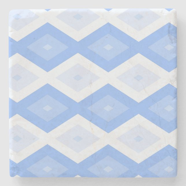 Pale blue diamond pattern stone coaster (Front)