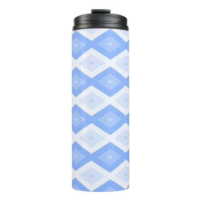 Pale blue diamond pattern thermal tumbler (Front)