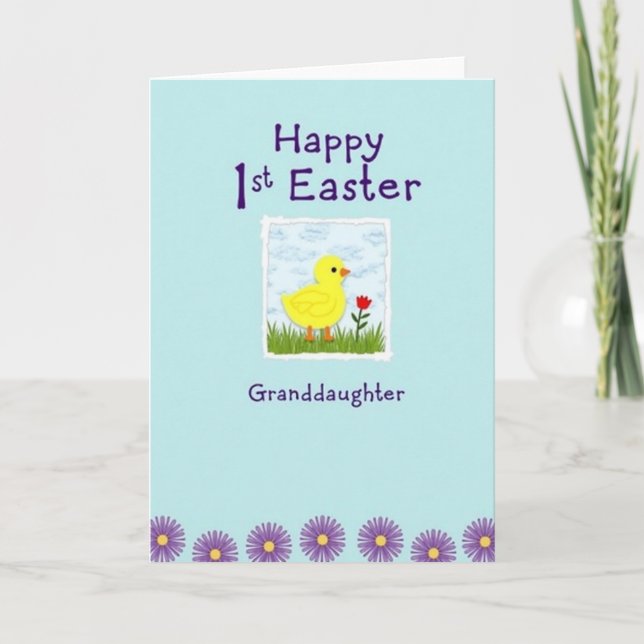 Pale Blue Easter Granddaughter Card (Front)