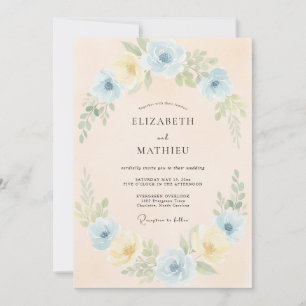 Pale Blue Floral Blossom Wedding Invitation