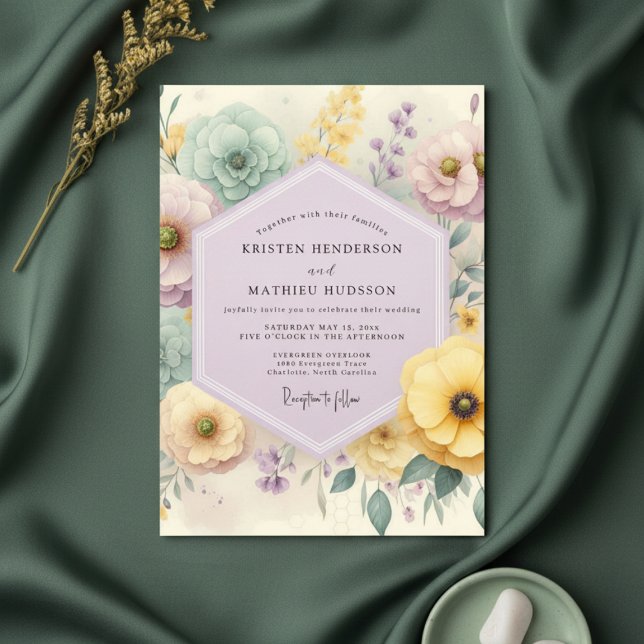 Pale Blue Floral Meadow Wedding Invitation (Creator Uploaded)