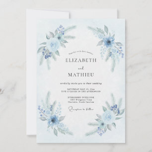 Pale Blue Frosty Winter Wedding Invitation