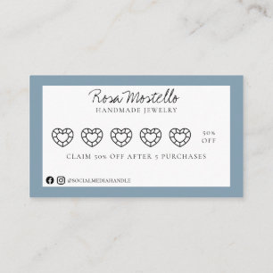 Pale Blue Gem Script Logo Handmade Jewellery Loyal Business Card