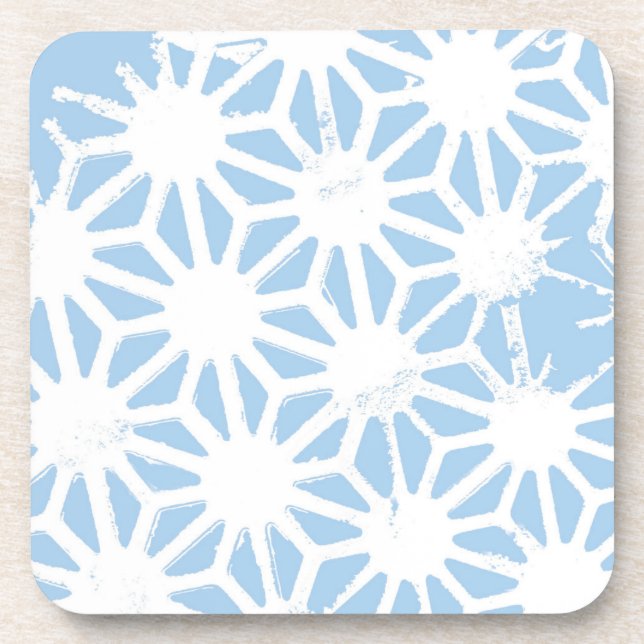 Pale blue geometric pattern coaster (Front)