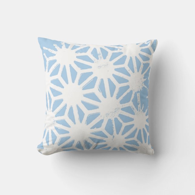 Pale blue geometric pattern cushion (Front)
