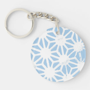 Pale blue geometric pattern key ring