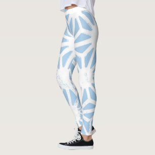 Pale blue geometric pattern leggings
