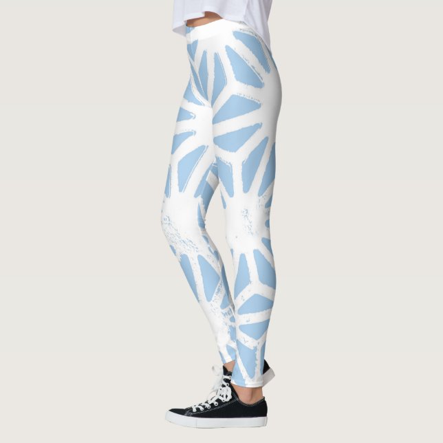 Pale blue geometric pattern leggings (Left)