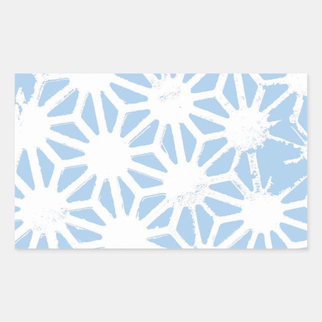 Pale blue geometric pattern rectangular sticker (Front)