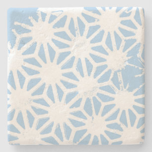 Pale blue geometric pattern stone coaster